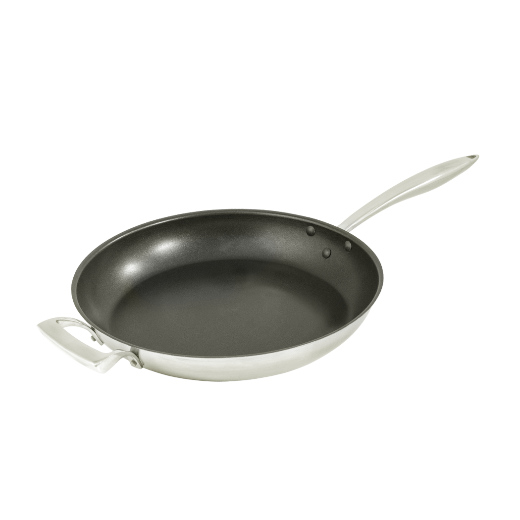 Stainless Steel Deluxe  Non-Stick Fry Pan with Helper Handle