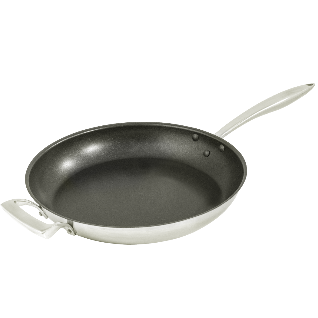 Stainless Steel Deluxe Non-Stick Fry Pan with Helper Handle