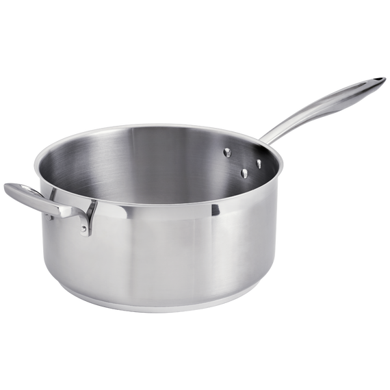 Stainless Steel Low Sauce Pan with Helper Handle
